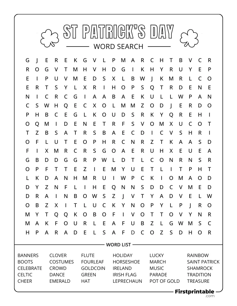 St Patrick's Day Word Search - Hard