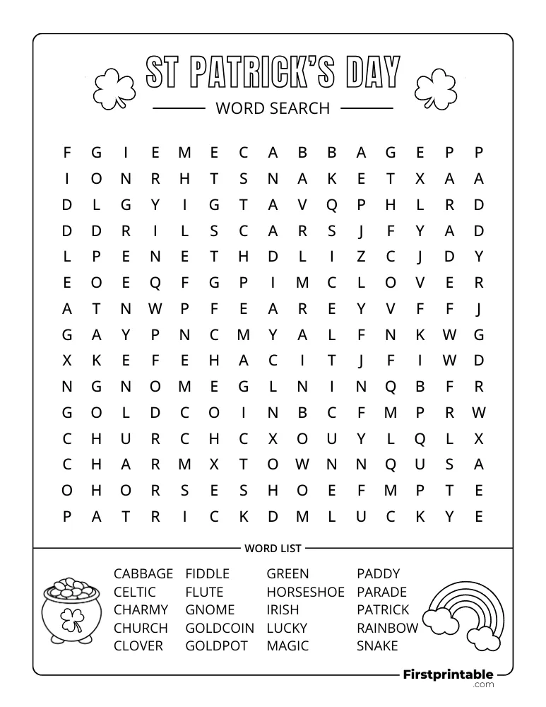 St Patrick's Day Word Search - Medium