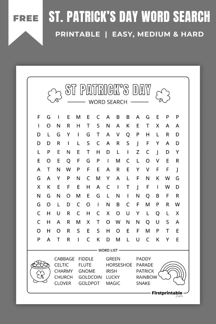 St Patrick’s Day Word Search Puzzles | Free Printable