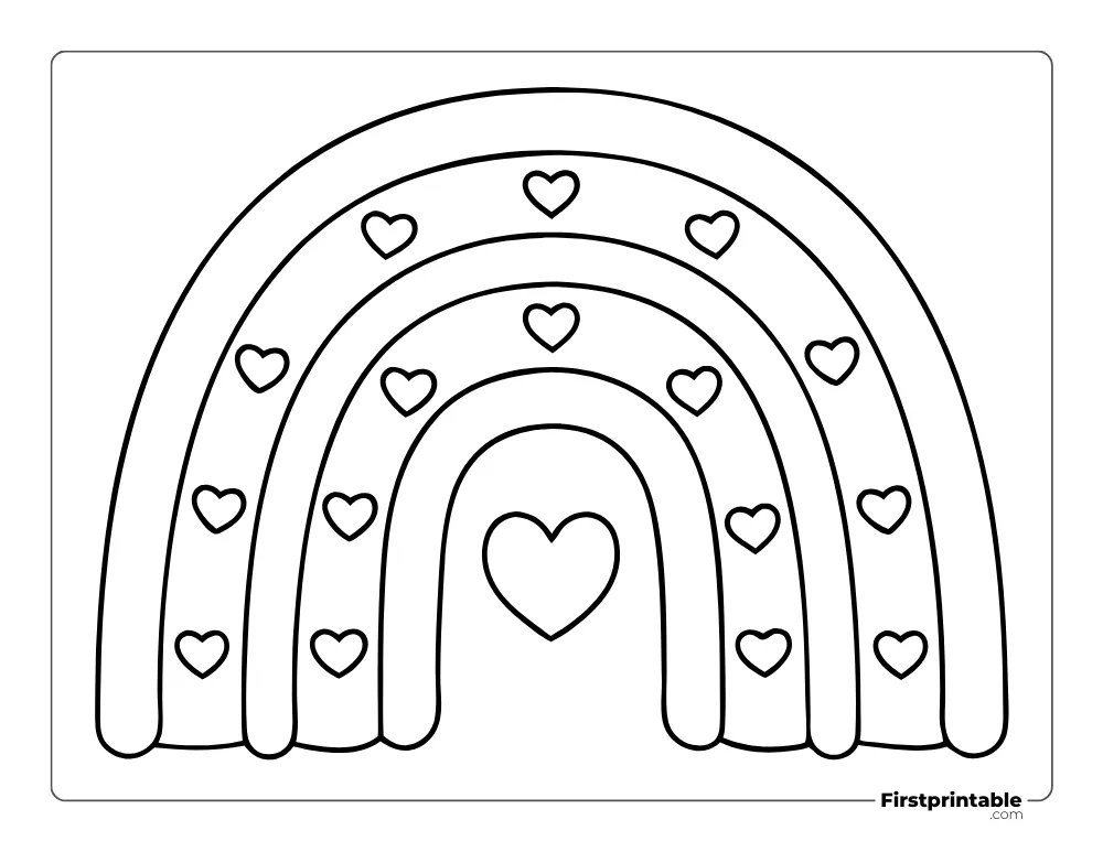 Simple Heart Rainbow to Color