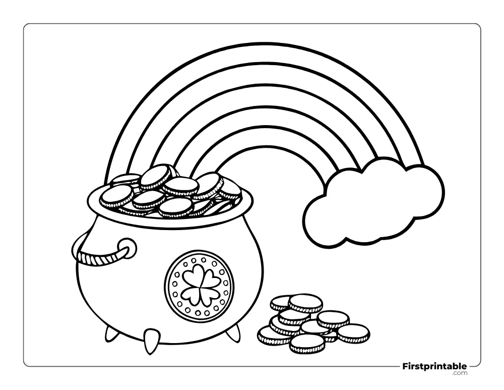 Pot of Gold and Rainbow Coloring Sheet