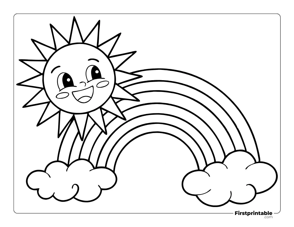 Happy Sun and Rainbow Coloring for Toddlers