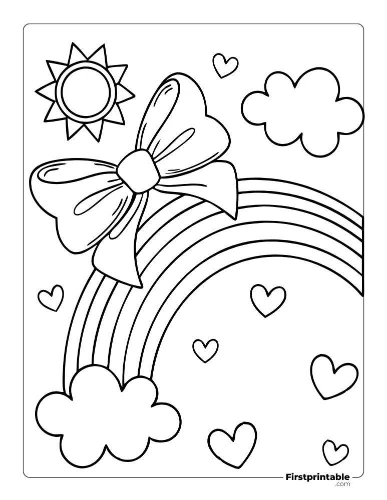 Cute Bow and Rainbow Coloring for Kids