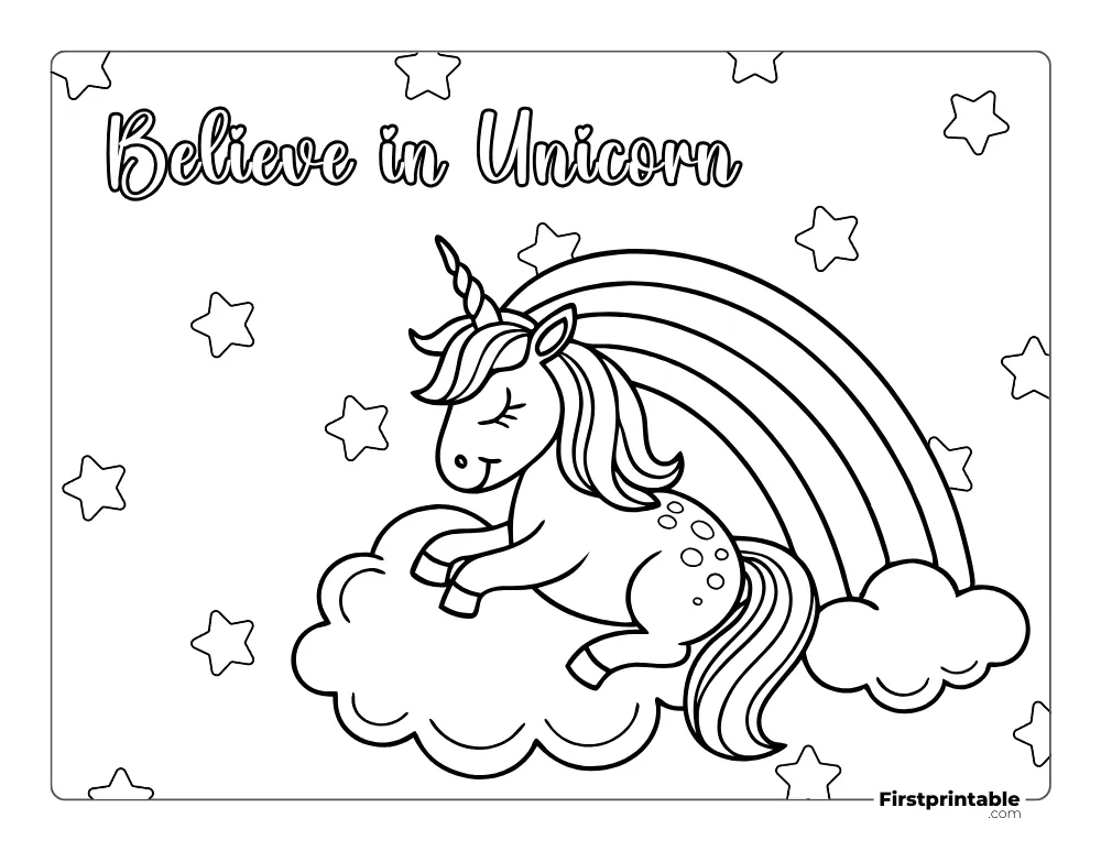 Believe In Unicorn to Color for Kids