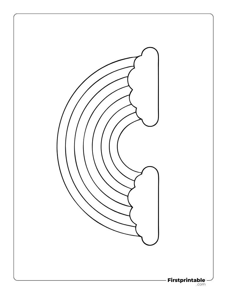 Rainbow with Clouds Template Large Outline