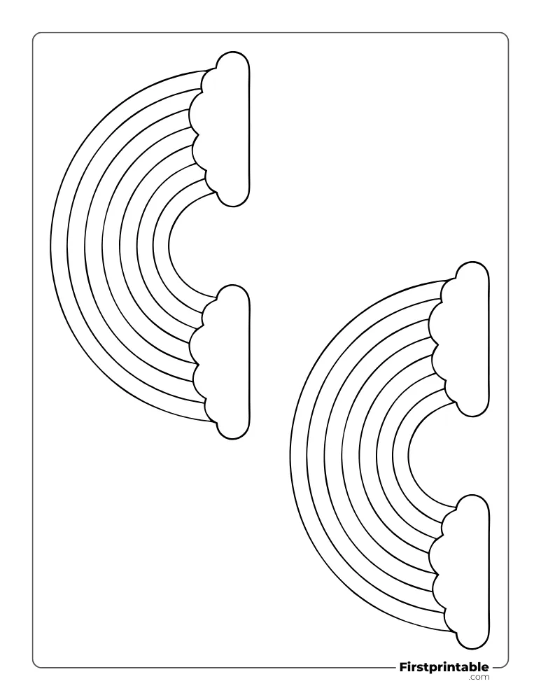 Rainbow with Clouds Template Medium Outline