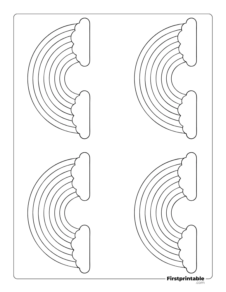 Rainbow with Clouds Template Small Outline