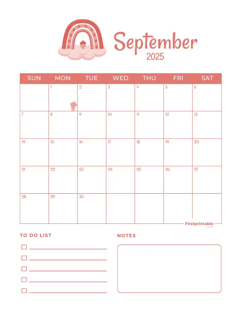 September Calendar 2025 Autumn Template 02