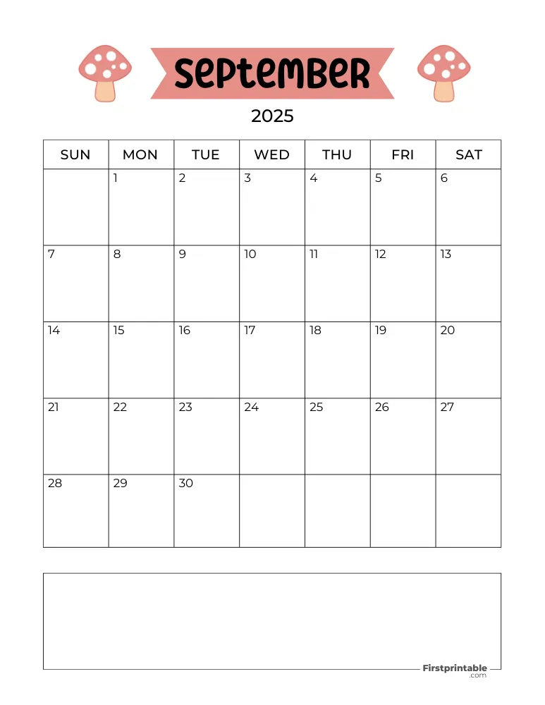 September Calendar 2025 Autumn Template 05