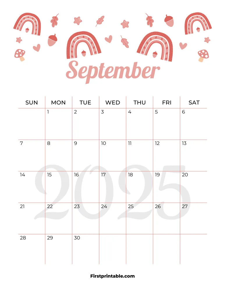 September Calendar 2025 Autumn Template 06