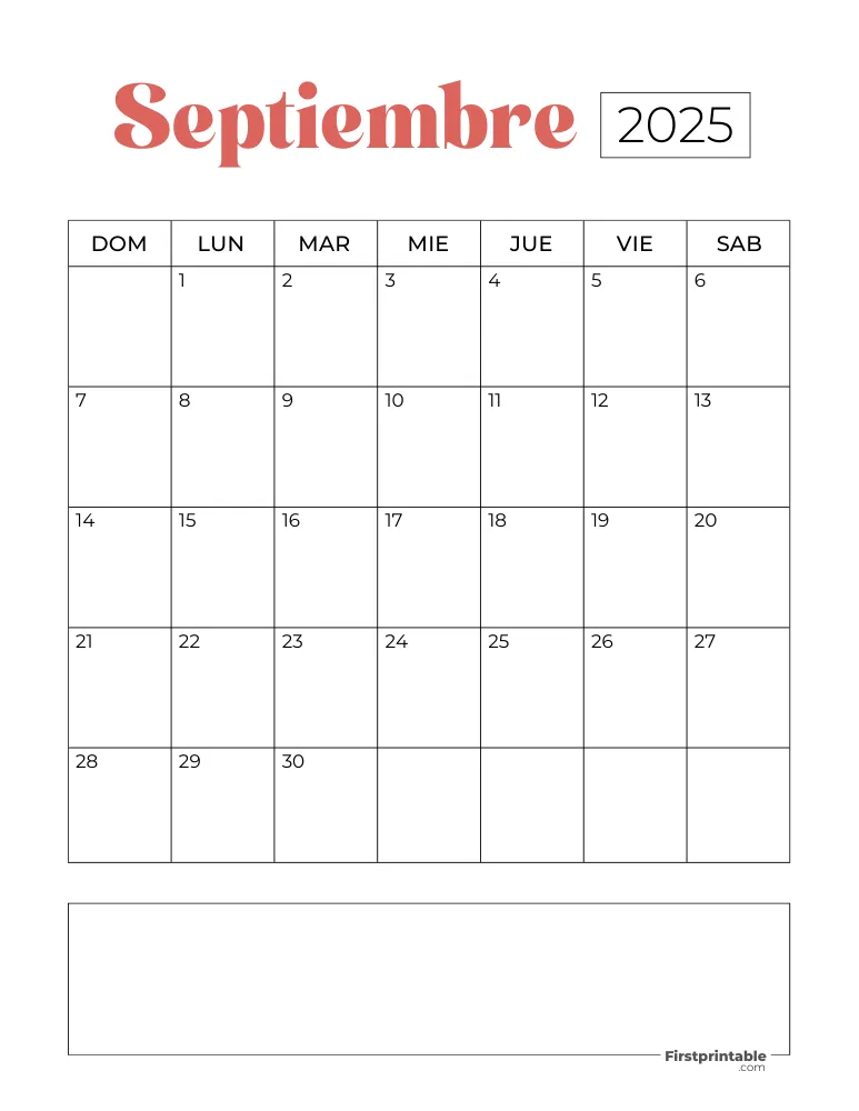 Spanish Printable September Calendar 2025 Template 34