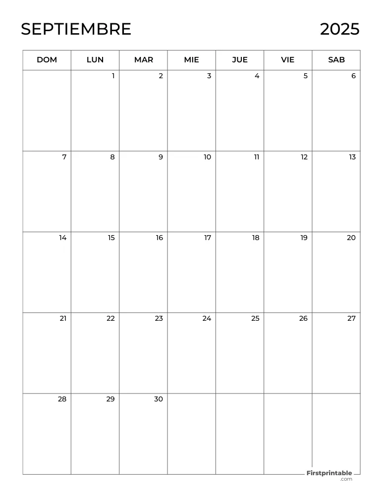 Spanish Printable September Calendar 2025 Template 40