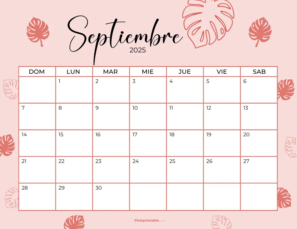 Spanish Printable September Calendar 2025 Template 43