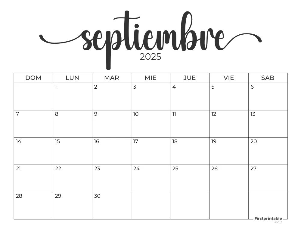 Spanish Printable September Calendar 2025 Template 51