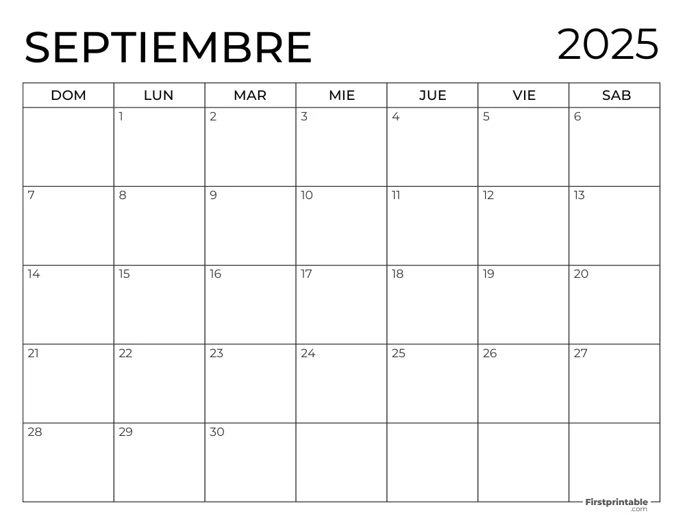 Spanish Printable September Calendar 2025 Template 52