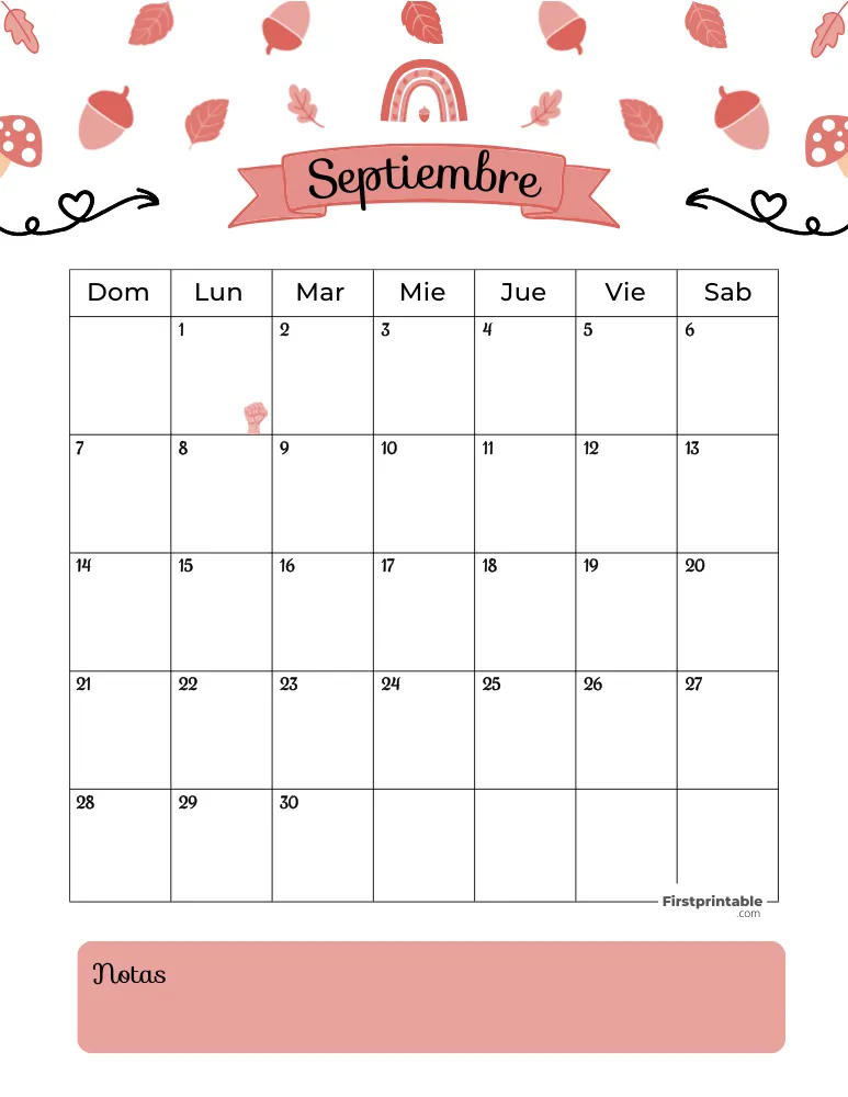 Spanish September Calendar 2025 Autumn Template 28