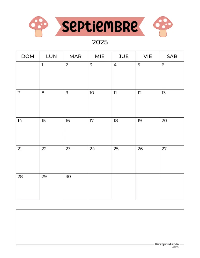 Spanish September Calendar 2025 Autumn Template 31