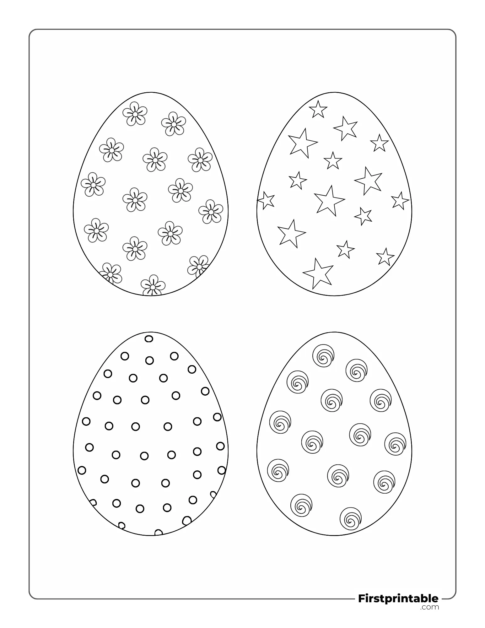 Simple Easter Eggs Coloring Sheet