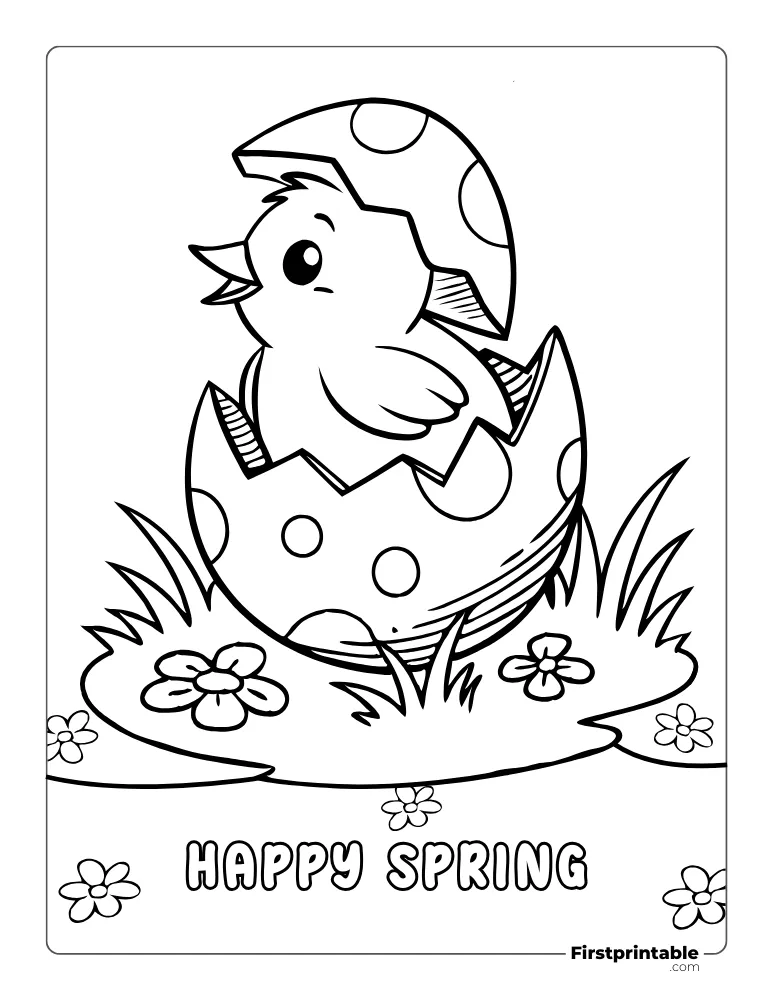 Hatching Chick Coloring Page for Kids