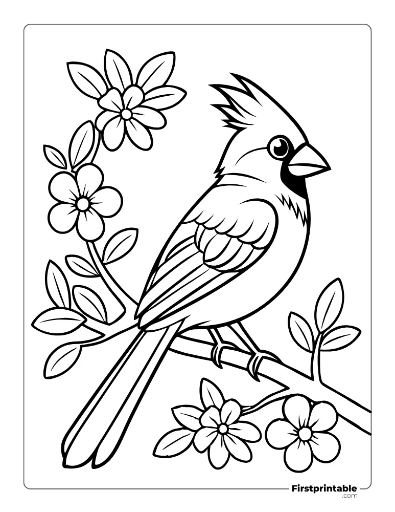A Bird on a Blossoming Branch to Color