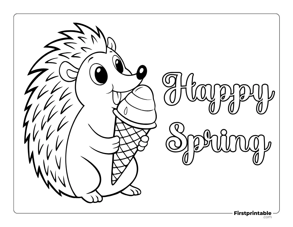 Color the Cute Hedgehog with Ice Cream
