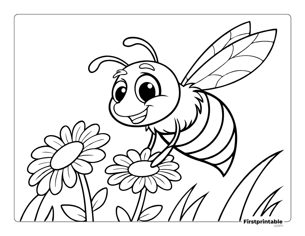 Color the Honeybee on the Flower