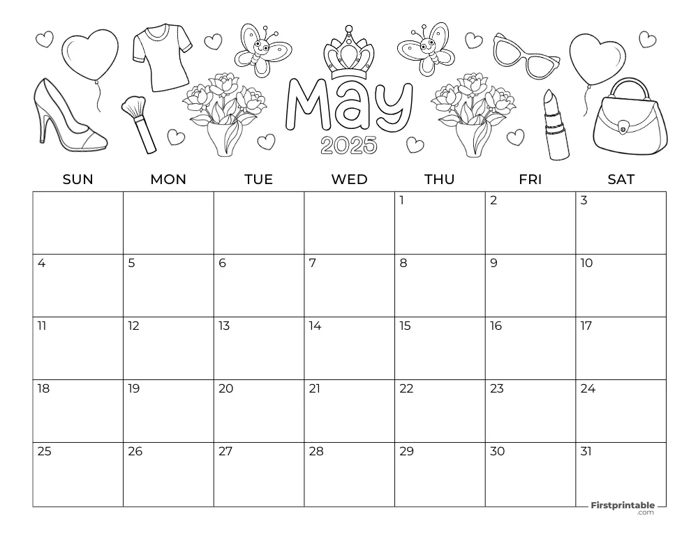 May 2025 Calendar to Color