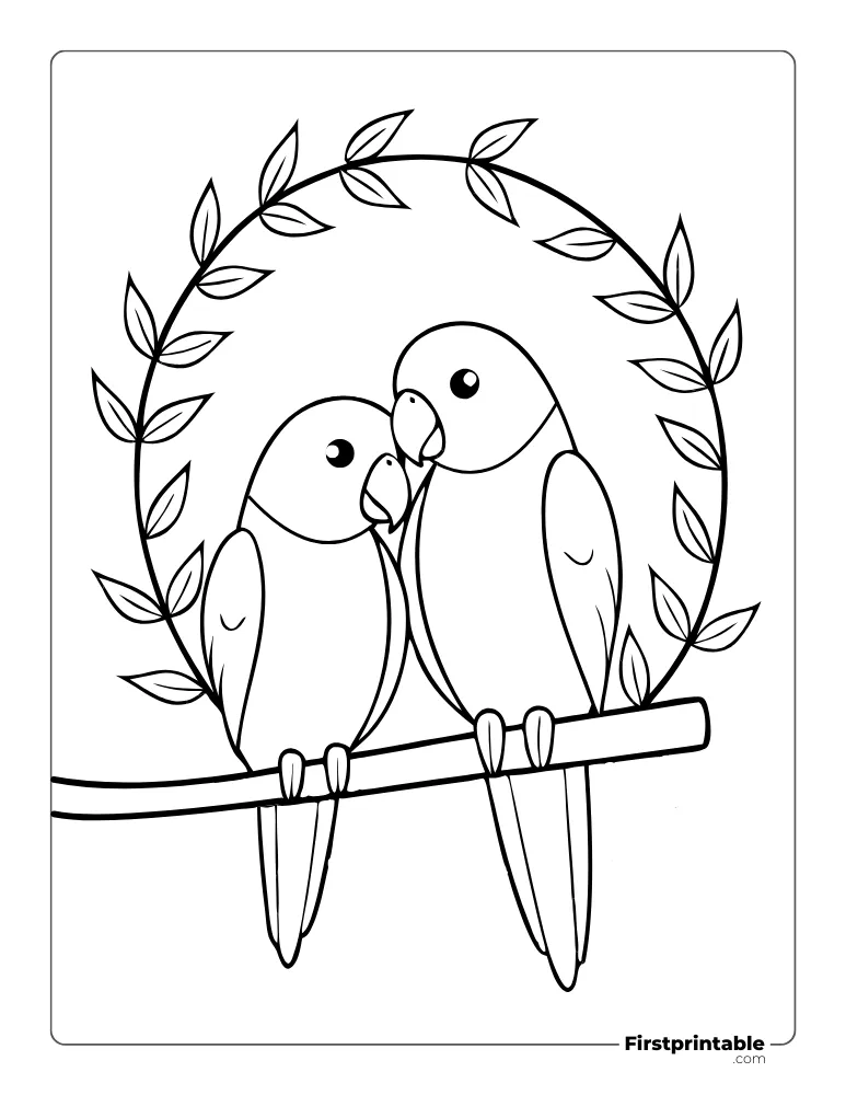 Cute Lovely Parrots to Color