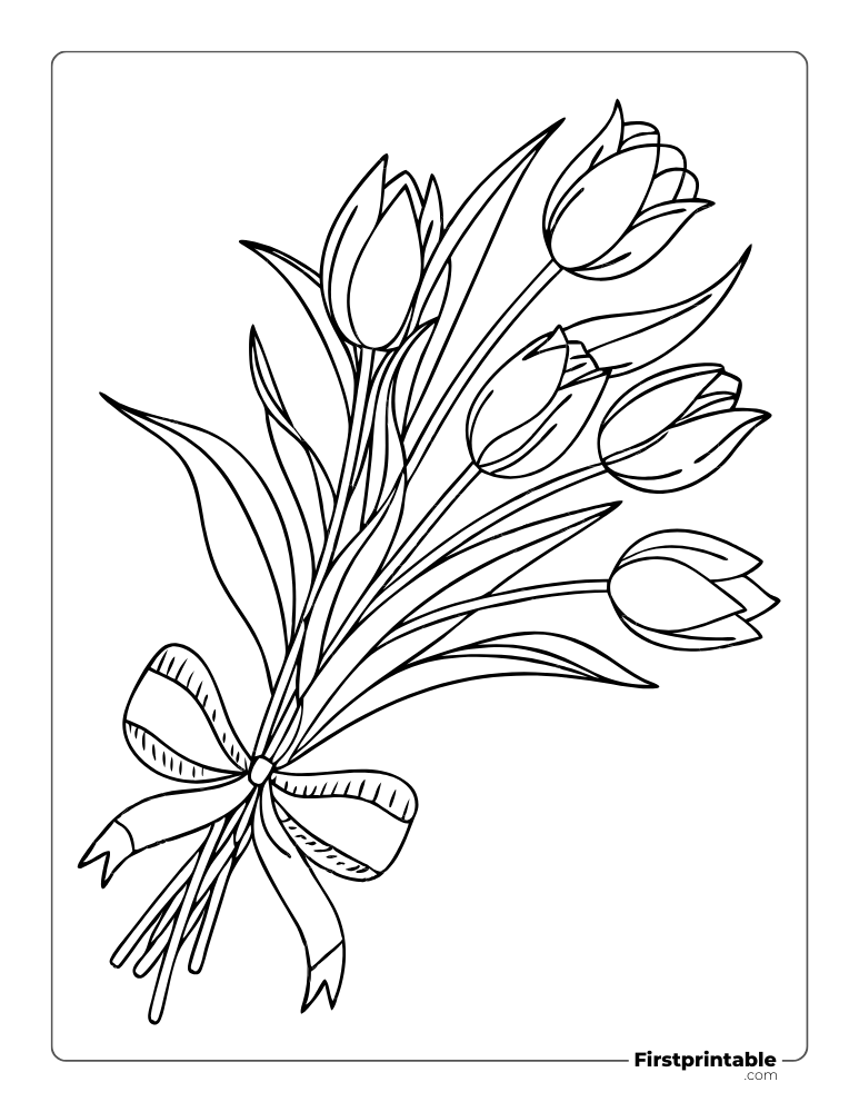 Tulip Bouquet Coloring Page