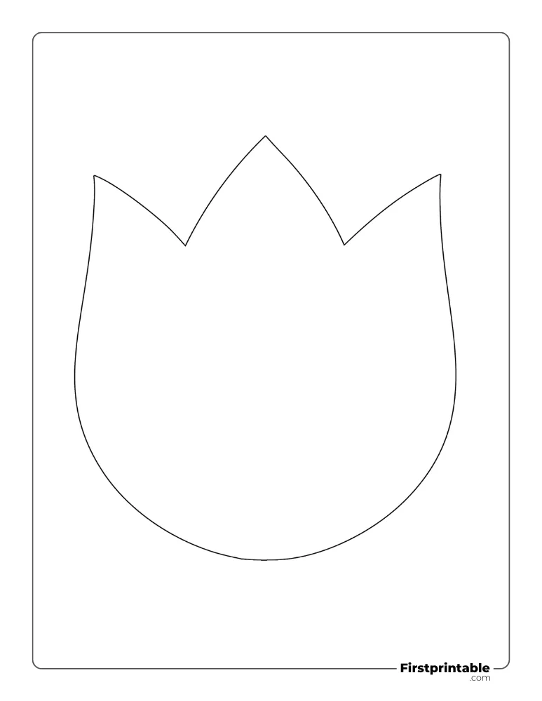 Tulip Flower Template - Full Page Outline