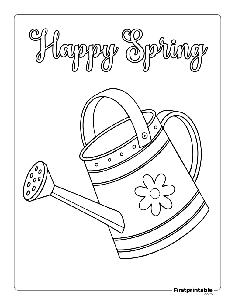 Watering Can Coloring Page for Kids