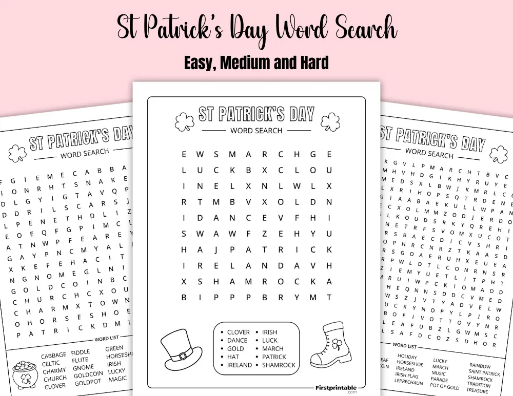 St Patricks Day Word Search Printable