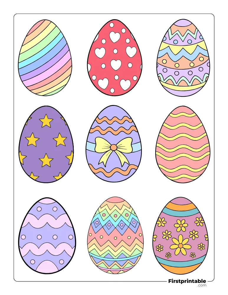 Assorted Easter Egg Template - XS Colored