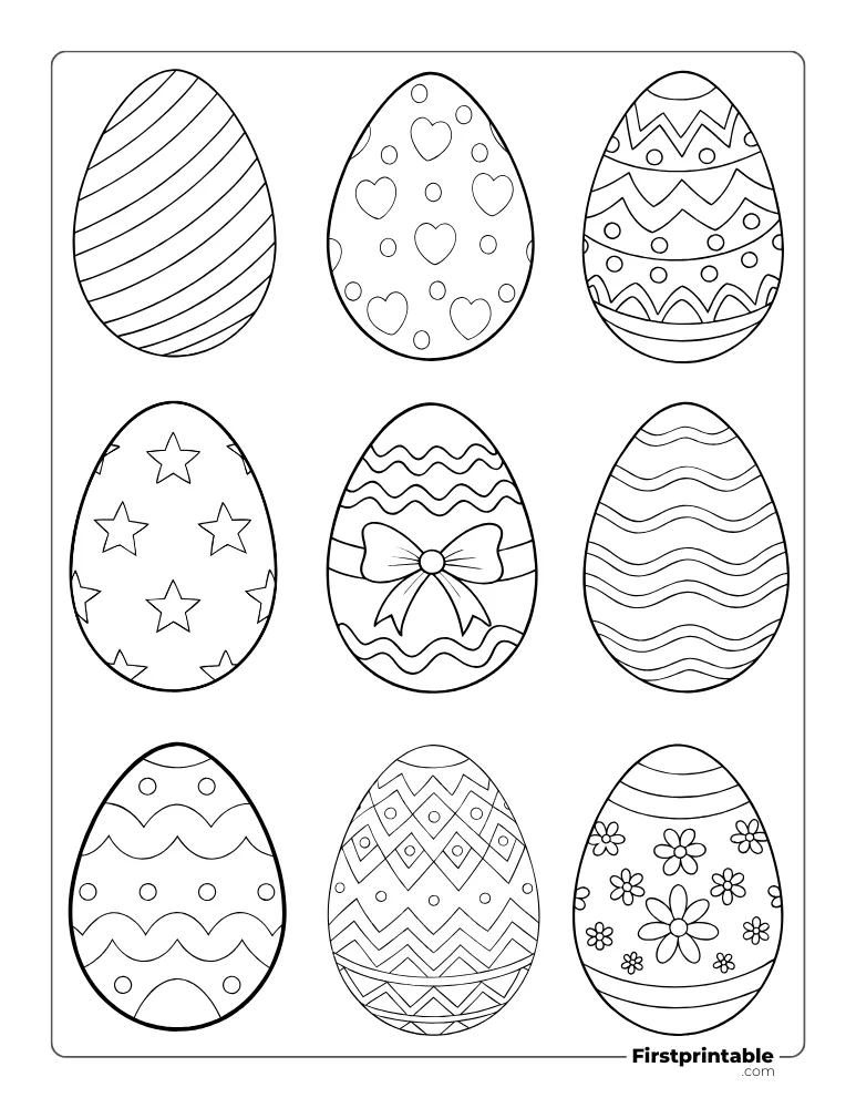 Assorted Easter Egg Template - XS Outline