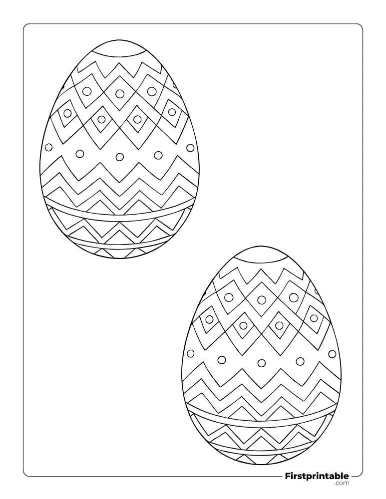 Chevron and Circle Pattern Easter Egg Template - Large Outline