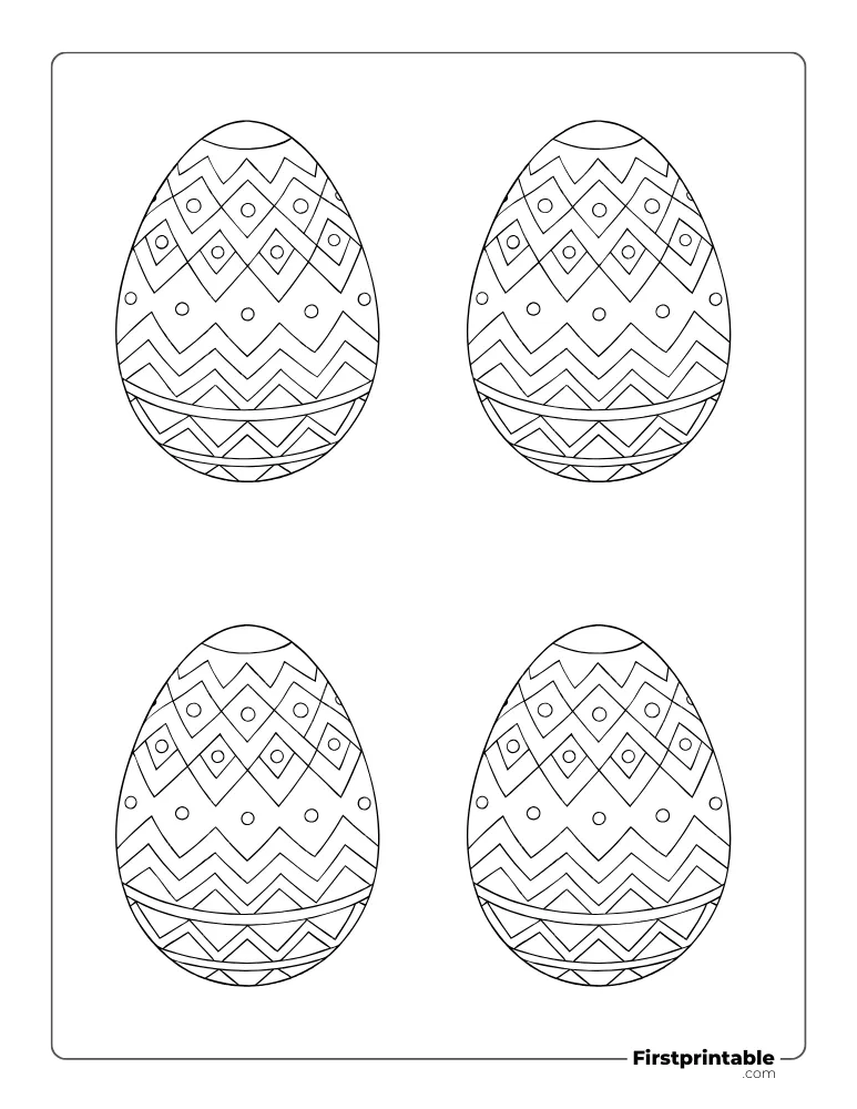 Chevron and Circle Pattern Easter Egg Template - Medium Outline