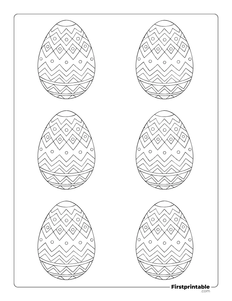 Chevron and Circle Pattern Easter Egg Template - Small Outline