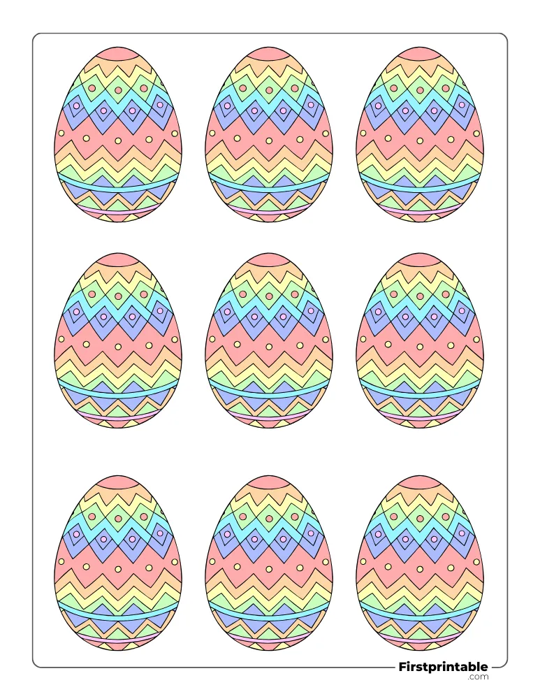 Chevron and Circle Pattern Easter Egg Template - XS Colored