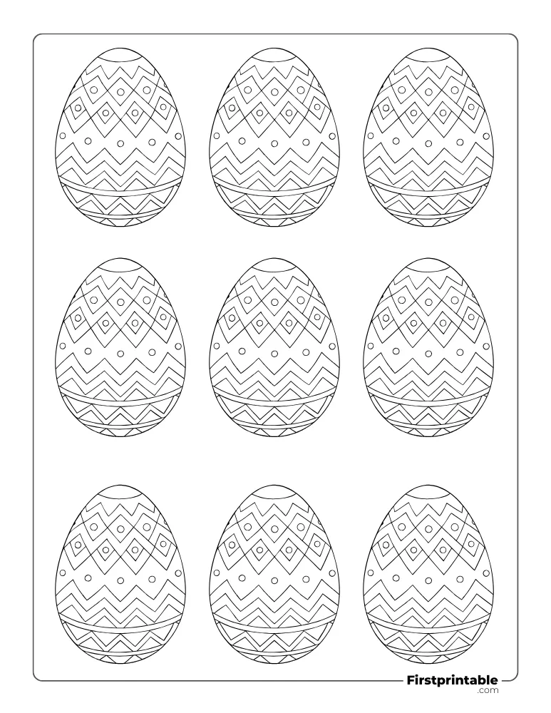 Chevron and Circle Pattern Easter Egg Template - XS Outline