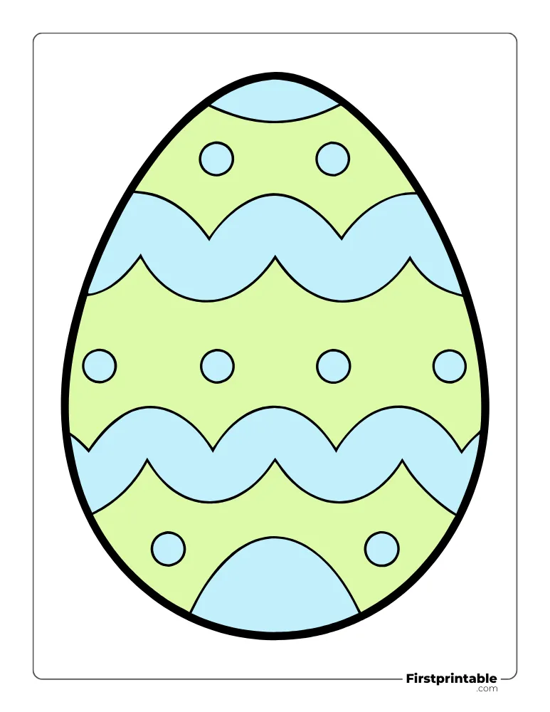 Cute Easter Egg Template - Full Page Colored