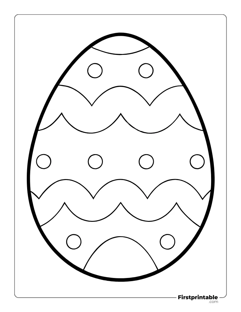 Cute Easter Egg Template - Full Page Outline