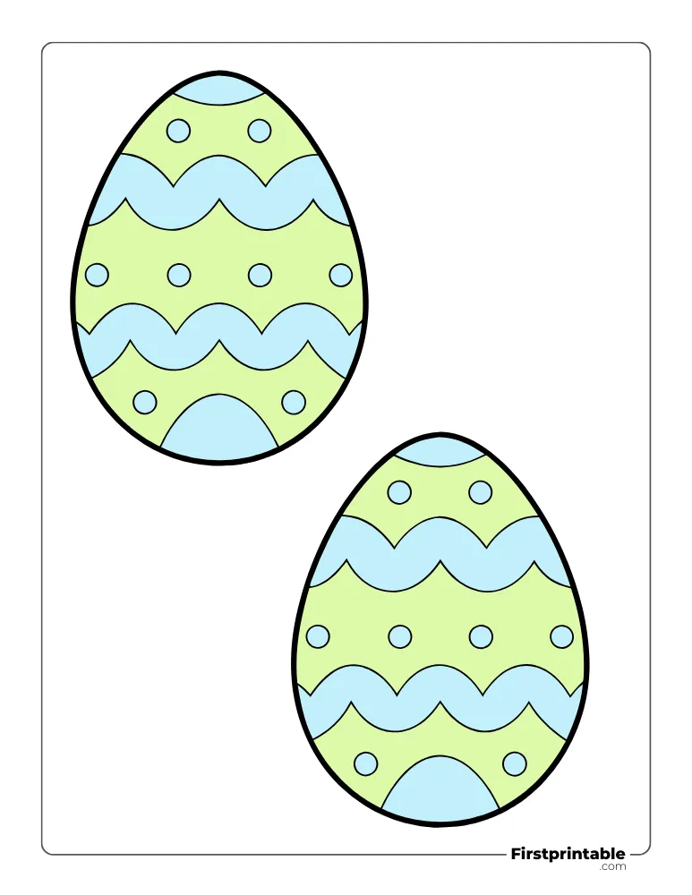 Cute Easter Egg Template - Large Colored