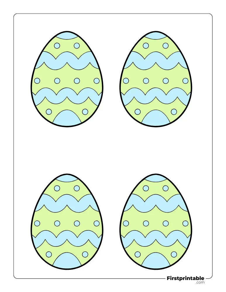 Cute Easter Egg Template - Medium Colored