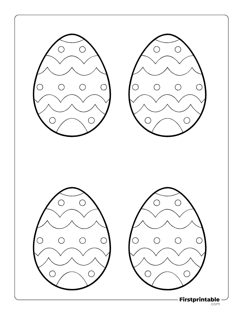 Cute Easter Egg Template - Medium Outline