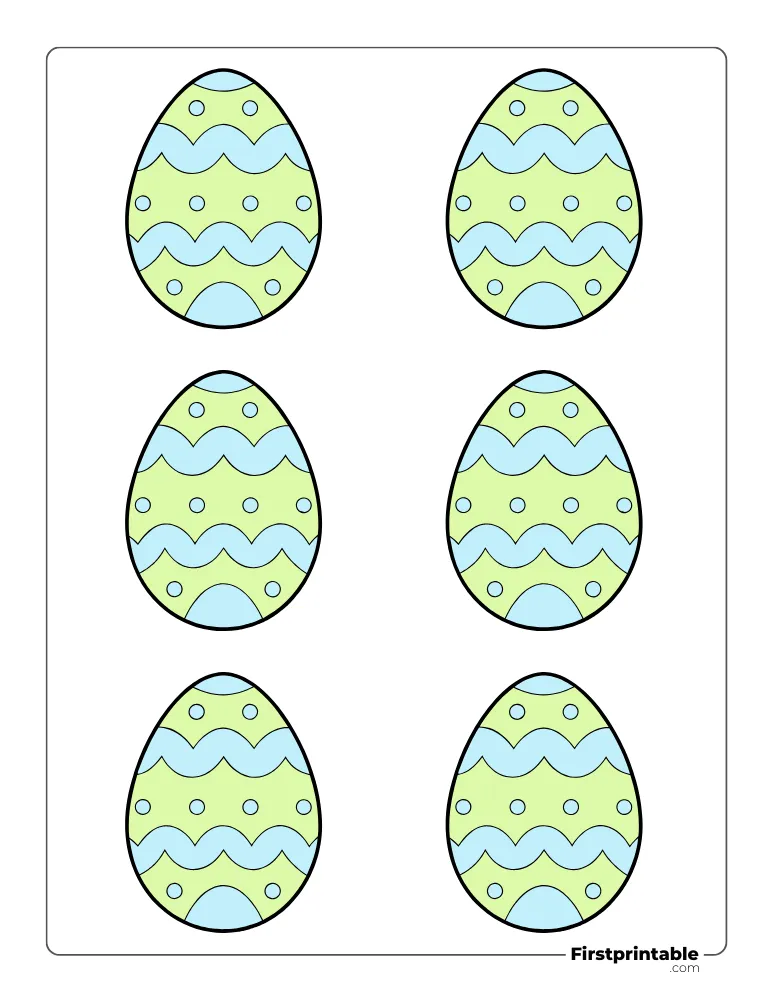 Cute Easter Egg Template - Small Colored