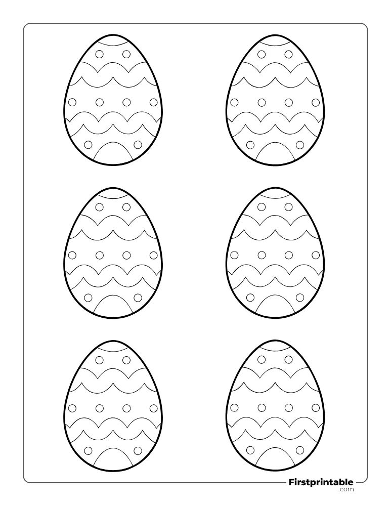 Cute Easter Egg Template - Small Outline