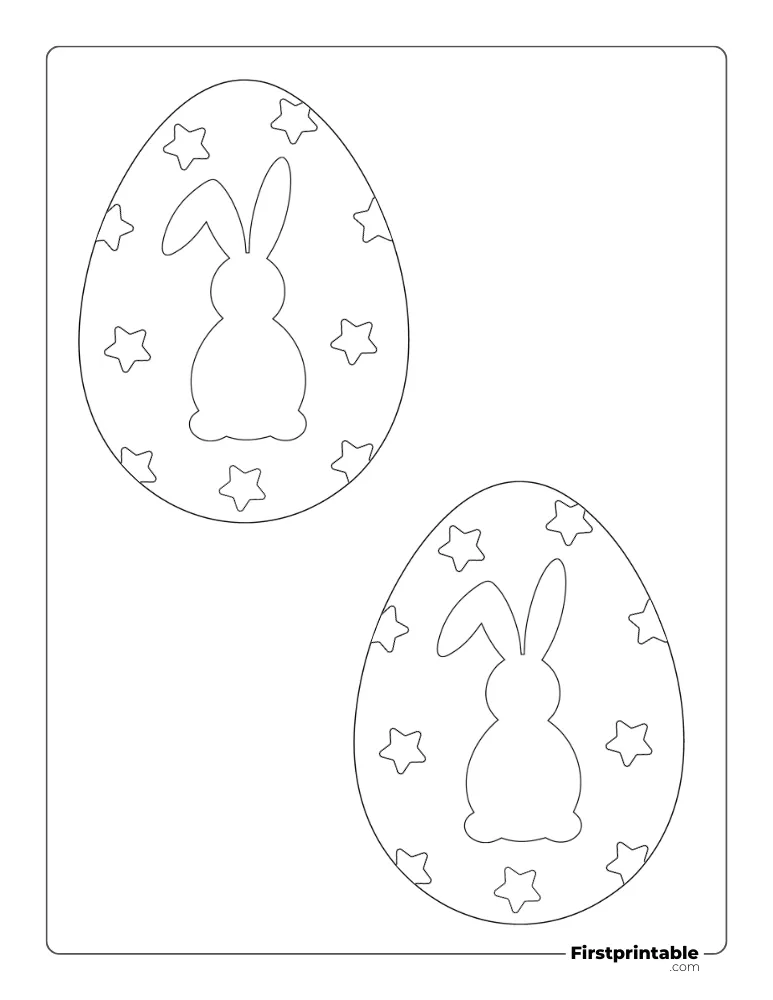 Cute Bunny Easter Egg Template - Large Outline