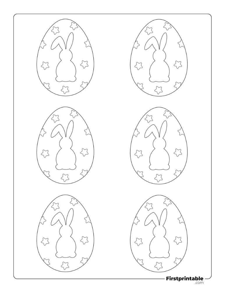 Cute Bunny Easter Egg Template - Small Outline