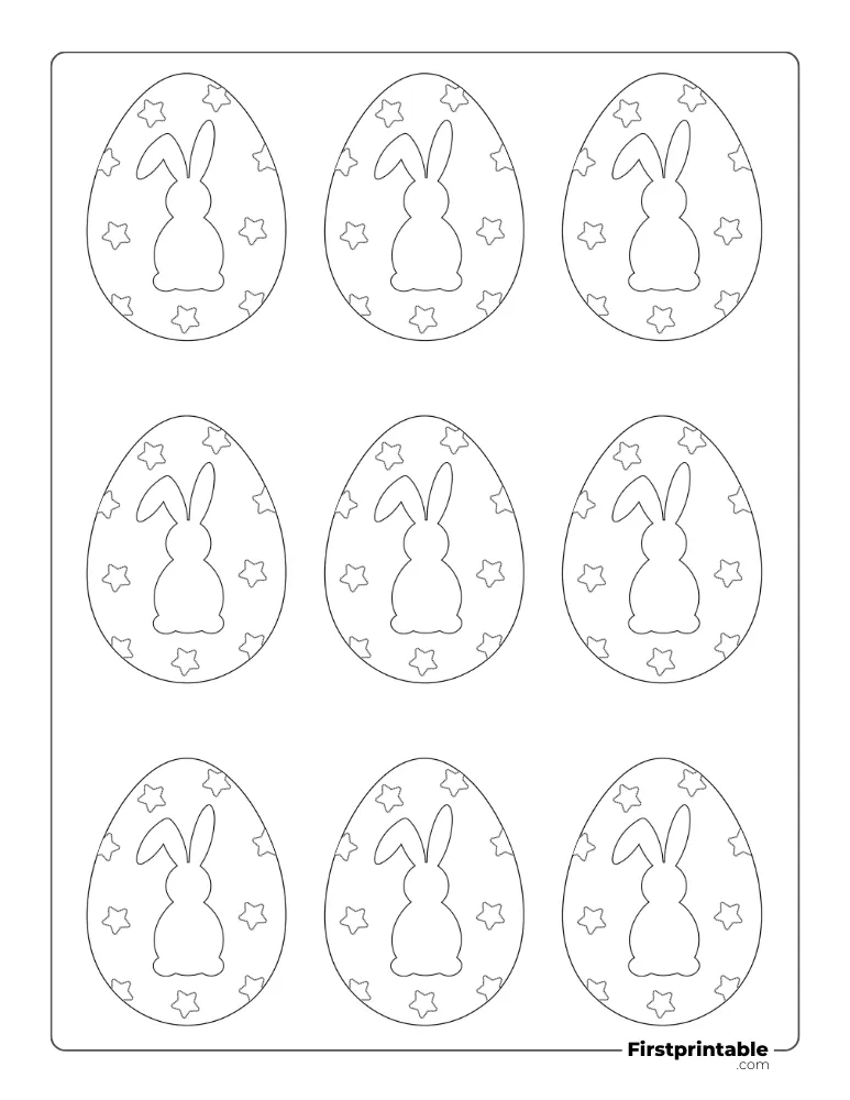 Cute Bunny Easter Egg Template - XS Outline