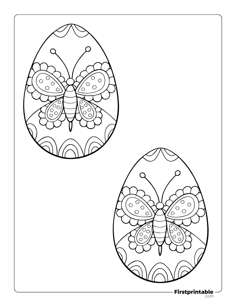 Butterfly Easter Egg Template - Large Outline